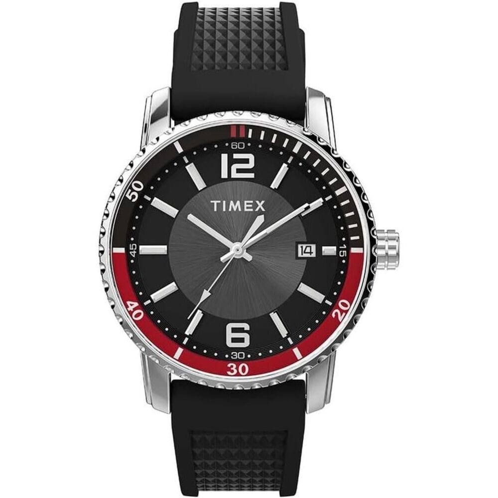 Timex Trend 41mm Black Silicone Strap Mens Watch